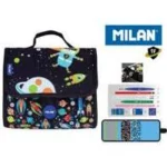 Carrying case with 2 filled pencil cases Super Heroes Space, blue