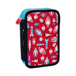 Filled double decker pencil case Super Heroes Space, pink