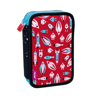 Filled double decker pencil case Super Heroes Space, pink