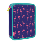 Large filled double decker pencil case Flamingos