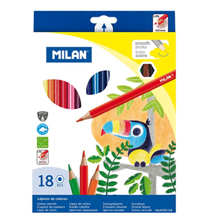 Box of 18 hexagonal colour pencils