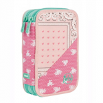 Filled double decker pencil case Patch pink