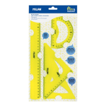BLISTER TRACING KIT WITH 30CM RULER, 180º PROTRACTOR AND SQUARE SET, YELLOW   NEW