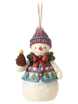 Mini snowman w/pinecones h/o