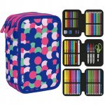 Filled triple decker pencil case Dotty