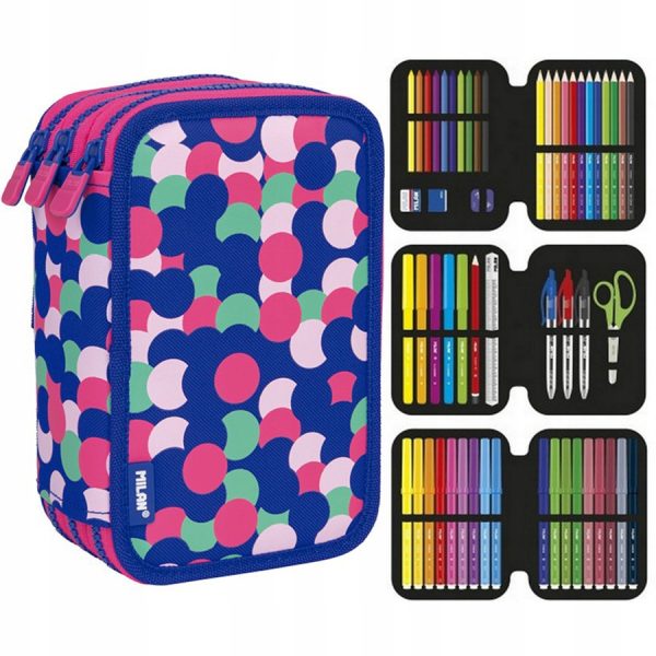 Filled triple decker pencil case Dotty - Image 1