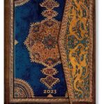 2023 Safavid Indigo, Midi, Week-at-a-Time Diary : Hardcover, Horizontal Layout, 100 gsm, wrap closure