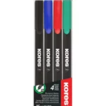 Permanentni medium marker, vlaknasti vrh, u providnoj futroli koja visi - 4/1 mešane boje (crna, plava, crvena, zelena)