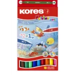 Flomasteri "Korellos 2 u 1" standard, sa konusnim vrhom, 10/1 u kutiji koja visi