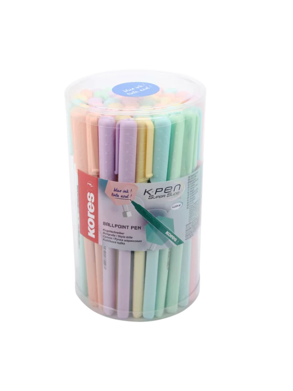 K0R-M Pastel neprovidna trouglasta olovka, sa plavim mastilom i gumiranim delom za držanje pri pisanju, u mešanim pastelnim bojama, 50/1 u plastičnoj tubi 1