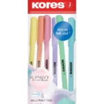 K0RM Pastel, neprovidna trouglasta hemijska olovka, sa plavim mastilom i gumiranim delom za držanje pri pisanju, 6/1 mix boja u kesici