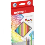 Drvene trouglaste bojice "KOLORES Style", od 3 mm, posebno pakovanje 15/1 ( sa 2 metalik bojice + 1 neonska bojica) u kutiji koja visi
