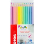 Drvene trouglaste bojice "KOLORES Pastel", od 3mm, 12/1 u plastičnoj kutiji koja visi