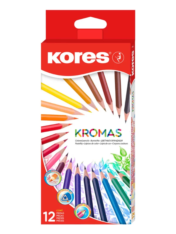 Drvene trouglaste bojice "KROMAS", od 3mm, 12/1, u visećoj kutiji 1