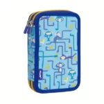 081264TNG Filled double decker pencil case Tangled Monkeys, blue