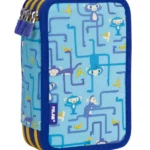 081364TNG Filled triple decker pencil case Tangled Monkeys, blue