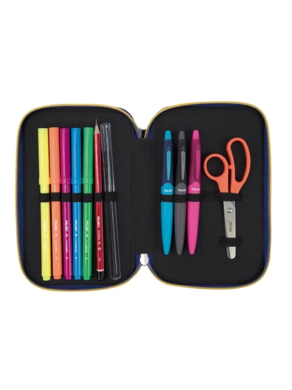 081364TNG Filled triple decker pencil case Tangled Monkeys, blue 2