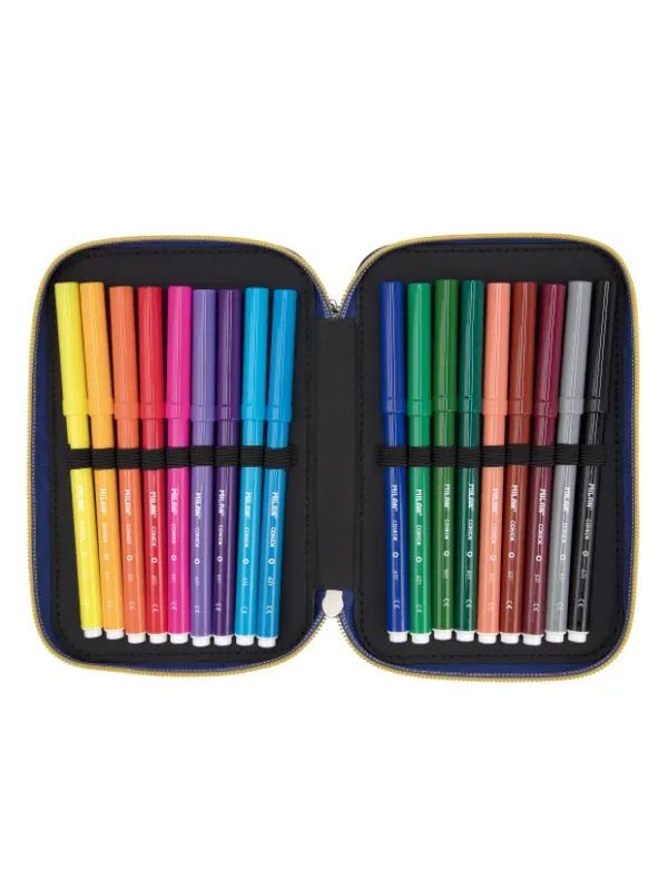 081364TNG Filled triple decker pencil case Tangled Monkeys, blue 3