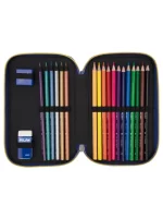 081364TNG Filled triple decker pencil case Tangled Monkeys, blue - Image 4