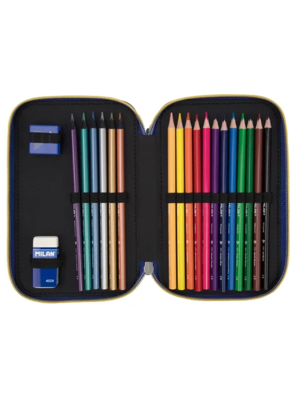 081364TNG Filled triple decker pencil case Tangled Monkeys, blue 4
