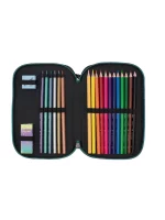 081364SN1GR Filled triple decker pencil case Sunset, green - Image 2