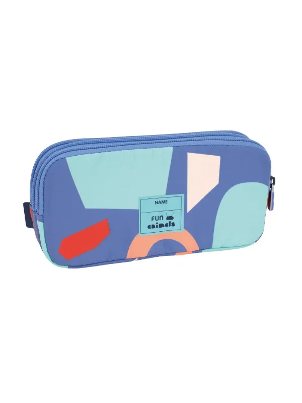 081135FAB 3 zip pencil case FUN ANIMALS Special Series, blue - Image 2