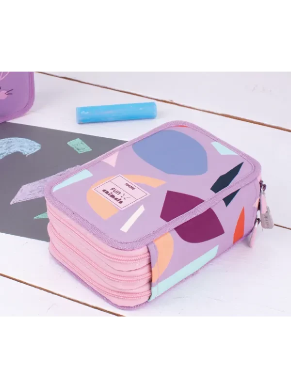 081364FAPR Filled 3 decker pencil case FUN ANIMALS Special Series, violet - Image 3