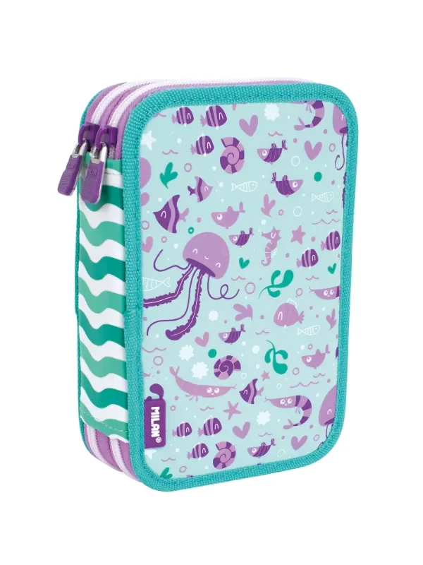081264S Filled double decker pencil case Frutikis special series, green and orange 1