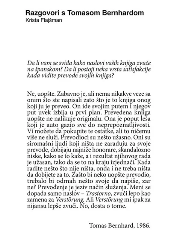 Razgovori s Tomasom Bernhardom - Image 1