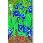 VAN GOGH'S IRISES, SLIM LINED JOURNAL : Hardcover, 85 gsm, ribbon marker, memento pouch, elastic closure, book edge printing