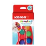 AKUARELLOS, 12 water colours 30mm pads, incl. 1 brush in hanging box