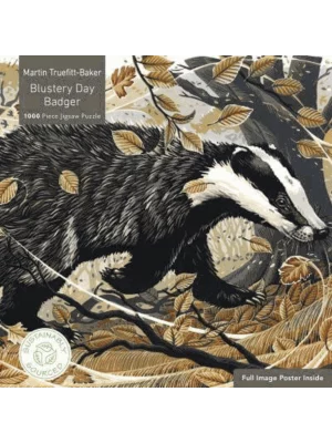Adult Sustainable Jigsaw Puzzle Martin Truefitt-Baker: Blustery Day Badger