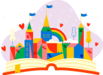 Knjige za decu Dvorac koji izlazi iz dečije knjige - ilustracija
