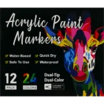 Akrilni marker - 12 kom, dvostrani, 24 boje